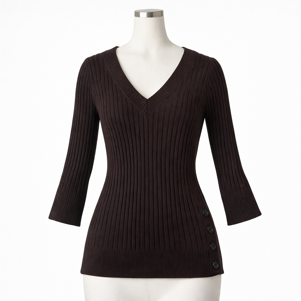 Y2K Our Time Bella Swan brown ribbed V-neck sweater